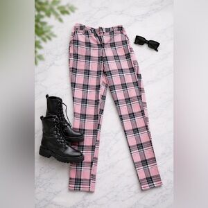 Hot Topic Pink Plaid Skinny Pants – XS – Punk / It Girl Style